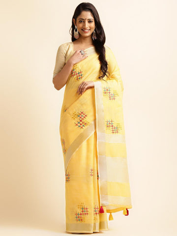 Ethnic Motifs Zari Woven Design Banarasi Saree